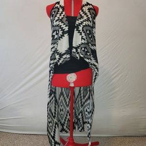 Black and White Long Cardigan